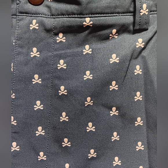 Peter Millar Crown Sport Golf shorts, 38 w/ 9" inseam, Blue w/ ☠️, Great Cond. - Picture 3 of 4